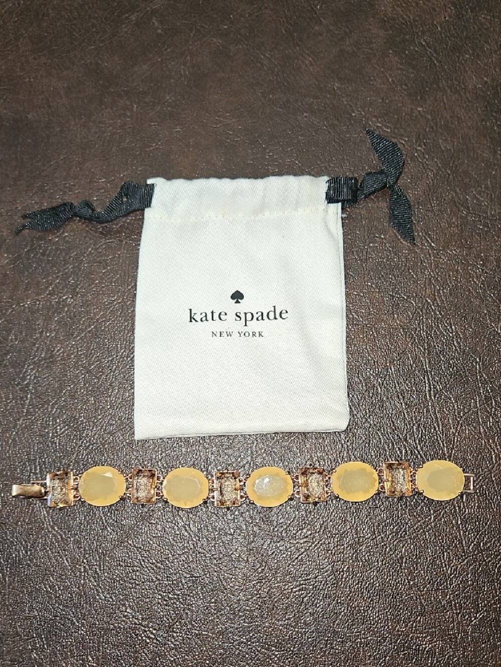 kate spade Yellow and Rose Gold Faceted Rhinestone Link Bracelet - Picture 3 of 7